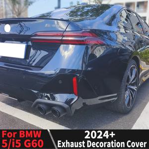 BMW 5 시리즈 G60 또는 i5 2024 2025용 배기 장식 커버 2개, 파이프 트림 스포츠 바디 키트 튜닝 액세서리 스타일링 리핏