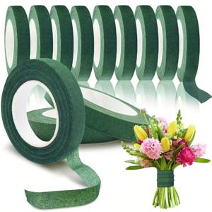 5/10 롤 꽃다발 줄기 포장용 꽃무늬 테이프, 꽃꽂이 공예 웨딩 부케 DIY 액세서리용 녹색 꽃무늬 테이프