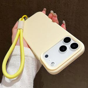 아이폰 18, 17, 16 Pro Max, 15, 14, 13, 12, 11, Air Plus용 캔디 컬러 무광 손목 스트랩 휴대폰 케이스, 다채로운 색상의 끈이 달린 충격 방지 커버