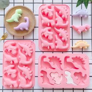 1pc 8 캐비티 실리콘 몰드 3D 공룡 모양의 초콜릿 캔디, 푸딩, 쿠키, 몰드 만들기, 케이크 베이킹 도구