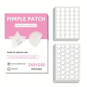 240+240개 성인용 투명 별 모양 여드름 패치 - 효과적인 모공 클렌징 스트립, 무향, 무알콜, 방수
