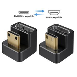 8K UHD 90도 미니 HDMI 호환 수컷-HDMI 암 어댑터 (카메라, 비디오카메라, 휴대용 모니터, 휴대용 HDTV용)