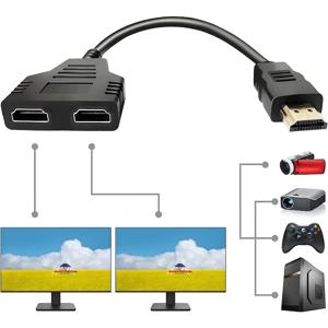 HD 1080P 스플리터 듀얼 포트 1입력 2출력 케이블 남성-여성 HDMI 어댑터 노트북 TV 박스 모니터 HDMI 호환 스플리터