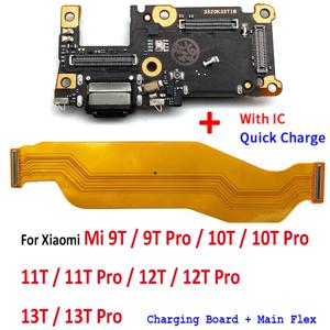 샤오미 미 9T 10T 11T 12T 13T 프로용 새로운 USB 충전 포트 보드 플렉스 케이블 커넥터 메인 마더보드 부품 리본