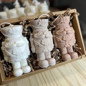 DIY 3D 호두까기 인형 장식 실리콘 몰드, 병사 양초 석고 시멘트 왕 피규어 왁스 제품 주조 도구 DIY 공예용