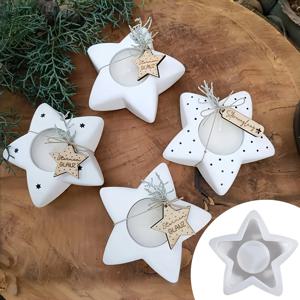 1개 3D 별 모양 캔들 홀더 실리콘 몰드 DIY 레진, 시멘트 및 석고 공예용 - 장식용 별 캔들 홀더