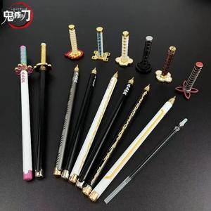 20cm 시그니처 펜 미츠리 시노부 탄지로 합금 실물 크기 볼펜 애니메이션 캐릭터 액세서리 사무용품 선물