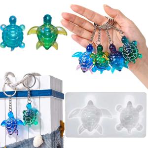 3D 바다거북 열쇠고리 실리콘 몰드 DIY 해양 테마 동물 장식품 거북이 공예 제작 UV 에폭시 레진 주얼리 몰드