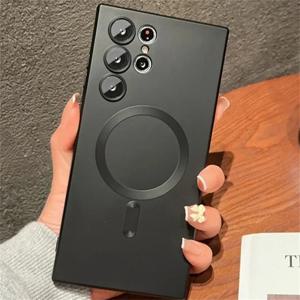 럭셔리 매트 마그네틱 폰 케이스 삼성 갤럭시 S25 S24 S23 S22 울트라 S21 플러스 A17 A07 A56 A36 A26 A16 맥세이프 폰 커버