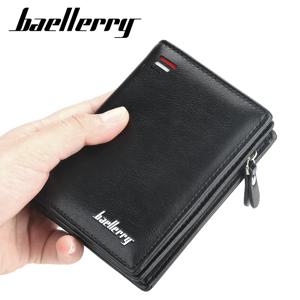 Baellerry 남성 PU 가죽 짧은 지갑 지퍼 동전 주머니가 있는 빈티지 대용량 남성 짧은 머니 지갑 카드 홀더