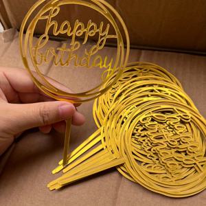 10개 생일 축하 아크릴 케이크 토퍼 생일 케이크 장식 파티 장식 용품 생일 파티 장식용