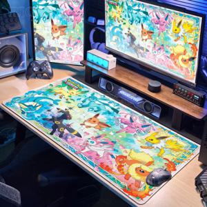 일본 애니메이션 게이머 마우스 패드 E-eevee 캐비닛 카와이 테이블패드 XXL P-포켓몬 키보드 러그 노트북 PC 게이밍 고무 확장형 데스크매트