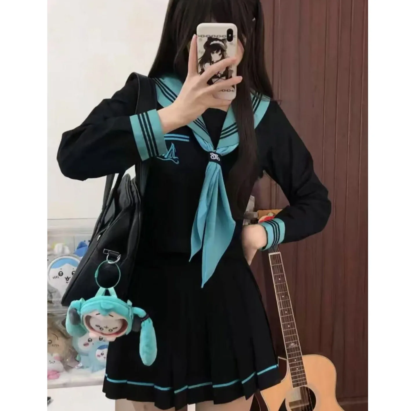 플러스 사이즈 여름 오리지널 유니폼 셔츠 반팔 긴팔 선원 복장 Qingbendi Hui 세트 Jk 미니 스커트 캐주얼 스타일