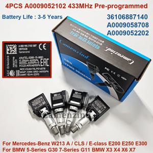 4개 433MHz TPMS 센서 0009052102 A0009052102 36106887140 A0009058708 메르세데스-벤츠 W213 E200 E250 E300 BMW G30 G11 X3 X4용