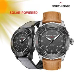 NORTH EDGE 2024 MACH 남성용 태양광 발전 쿼츠 시계, 방수 50m, 파일럿 스포츠 손목시계, 야광 환경 시계