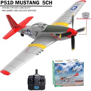 P51D 머스탱 RC 비행기 5CH 3D 6G 모드 고정익 RC 플레인 RTF 분리형 브러시리스 항공기 성인 초보자용