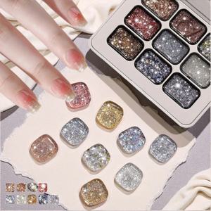 나인 컬러 다이아몬드 네일 젤, DIY 네일, 살롱 및 네일 디자인에 적합
