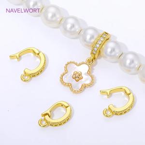 18K 금도금 황동 힌지 목걸이 장식, 펜던트 홀더, DIY 목걸이 제작 부자재