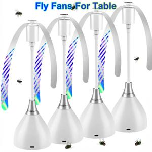 테이블용 파리 퇴치 팬, 부드러운 날개가 있는 파리 퇴치 팬, USB 또는 배터리로 작동, 무소음 및 휴대 가능, 피크닉 바베큐 파티용