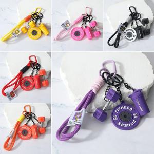 패션 탈부착 가능한 피트니스 시리즈 펜던트 버클 달린 도파민 플레이트 키체인 시뮬레이션 덤벨 키링
