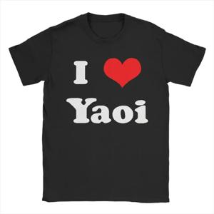 Funny I Love Yaoi 티셔츠 라운드 넥 캐주얼 반소매 스트리트웨어 티셔츠 생일 선물 탑