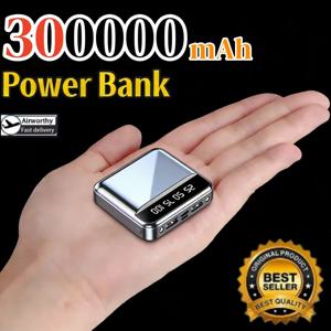 300000mAh 미니 보조베터리 휴대용 충전기 미러 스크린 LED 디지털 보조배터리 아이폰 샤오미 화웨이 삼성용 외장 배터리