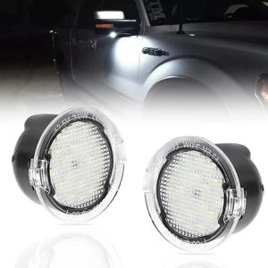 포드 포커스 C-Max Kuga Mondeo Fusion Ranger Expedition F-150 Edge S-Max 용 2pcs LED 사이드 언더 미러 퍼들 라이트
