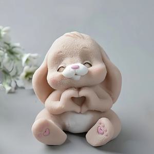 표정이 생생한 눈과 푹신한 귀를 가진 사랑스러운 토끼 레진 실리콘 몰드 1개 - 양초, 비누, 슬라임 및 석고 공예용