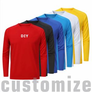 디자인 DIY 프린트 라운드 넥 속건성 긴팔 티셔츠 맞춤 인쇄 회사 그룹 유니폼 루즈 스포츠 탑 3XS-4XL