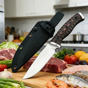고품질 고정날 칼, 칼집 포함, D2 강철 블레이드 및 G10 핸들, 일상용 가정용 칼, 주방용 칼, 고기/생선 절단 도구
