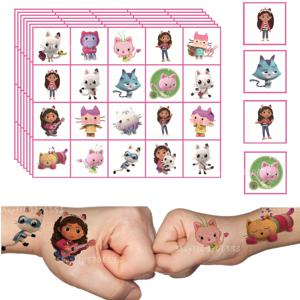 20/40pcs Kawaii Gabby Dollhouse 고양이 문신 스티커 귀여운 만화 애니메이션 어린이 방수 문신 스티커 소녀 선물 용품