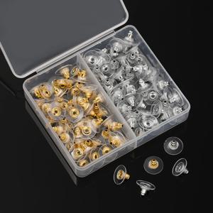 120pcs 스터드 귀걸이에 대 한 박스형 부드러운 실리콘 고무 귀걸이 뒤로 스토퍼 DIY 귀걸이 결과 액세서리 귀 차단 세트