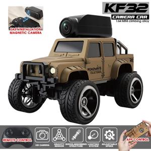 KF32 1:64 RC 미니 클라이밍 카 LED 라이트 및 HD 카메라 라디오 리모컨 자동차 합금 장난감 어린이 크리스마스 휴일 선물