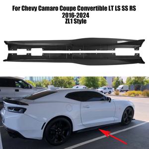 쉐보레 카마로 쿠페 컨버터블 LT LS SS RS 2016-2024 ZL1 스타일 사이드 스커트 로커 패널 스포일러 카본룩 글로시 블랙