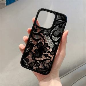 빈티지 럭셔리 블랙 레이스 아이폰 케이스 (아이폰 18 프로 맥스, 17, 16, 15, 14, 13, 12, 11, 16E, 에어 X, XR, XS, 7, 8 플러스, SE2022 호환) 보호 커버
