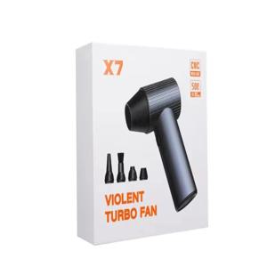 X7 강력 송풍기 500g 풍압 브러시리스 모터 40mm 터보 제트 팬 3개 노즐 포함 먼지 제거 키보드 청소 에어 블로워