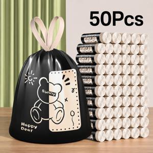45x45cm 50개입 인쇄된 무봉제 끈 조절식 쓰레기 봉투 일회용 쓰레기 봉투