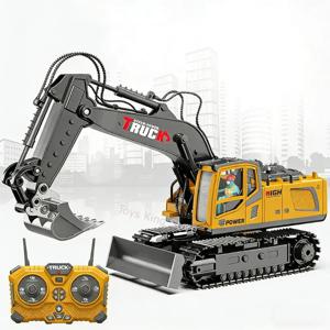 1/18 RC 합금 스프레이 굴삭기 트럭 17CH 엔지니어링 차량 사운드 조명 680도 회전 자동차 어린이 장난감 소년 생일 선물