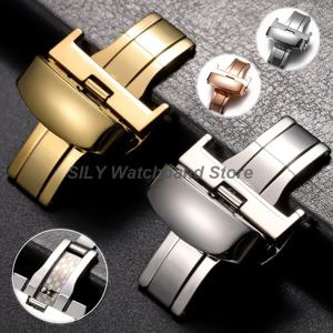 10mm 12mm 14mm 16mm 18mm 20mm 22mm 24mm 스테인레스 스틸 버터플라이 시계 버클 광택 버튼 시계줄 버클 금속 걸쇠
