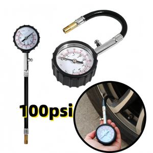 전문가용 100 PSI 타이어 공기압 게이지, 고정밀 롱 호스 미터, 자동차, 트럭, 오토바이 타이어 에어 펌프 테스터 도구