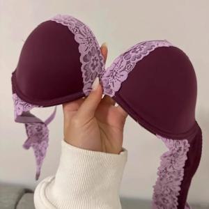 퍼플 프렌치 레이스 레오파드 프린트 섹시 심리스 란제리 여성용 노본 조절 가능한 푸쉬업 브라