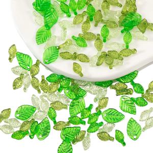 50pcs 아크릴 녹색 휴가 펜 던 트 귀걸이에 대 한 플라스틱 잎 느슨한 구슬 팔찌 DIY 쥬얼리 용품 만들기