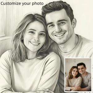맞춤형 연필 그림 스타일 스케치, 프레임 없는 캔버스 그림, 가족 초상화, 친구 사진, 커플 사진