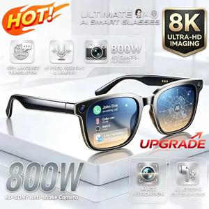 스마트 AI 안경 업그레이드 800W HD 8K 촬영 카메라 사진 비디오 음성 통화 번역 블루투스 AI 오토바이 안경 2026