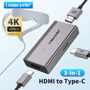Lemorele HDMI to USB C 4k 60Hz AR 안경 변환기 어댑터, HDMI 디스플레이, USB-C 휴대용 스크린 게임 콘솔, 다양한 TV 박스