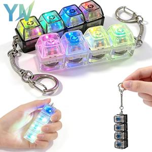 기계식 키보드 스위치 테스터 키체인 LED 라이트 DIY 키캡 스트레스 해소 클리커 사무실 책상 불안 완화 선물