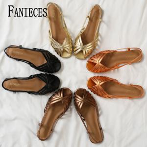 FANIECES 여성용 디자이너 플랫 샌들 여름 피프토 네로우 밴드 슬링백 로마 신발 비치 홀리데이 신발 브랜드 Sandalias