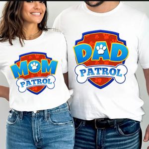 Paw Patrol 부모-자식 티셔츠 애니메이션 만화 귀여운 부모 자식 의류 남성 여성 가족 여름 패션 반팔 셔츠