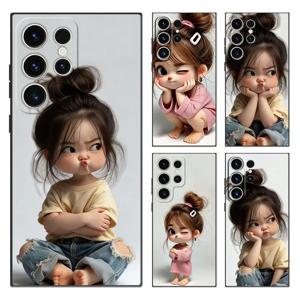 삼성 갤럭시 S26 S25 울트라 S20 노트 20 울트라 8 9 10 S23 S21 FE S10 S9 S24 플러스 펀다 폰 케이스 만화 소녀 디자인