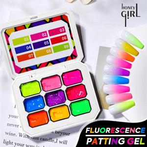 1개 9색 솔리드 네일 폴리쉬 팻 젤 페인팅 그라데이션 브라이트 젤 네일 아트 크리에이션 데코레이션 살롱 DIY 여름 겨울 인기 상품